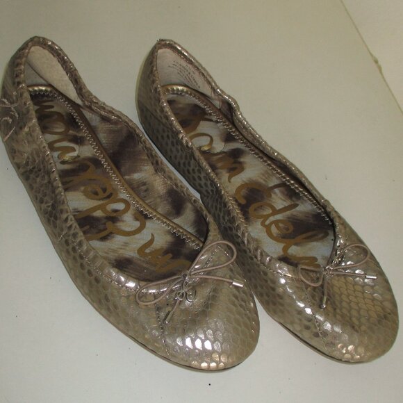 Sam Edelman "Felicia" Womens Bronze Faux Snakeskin Leather Ballet Flat-Size 6.5M - Picture 2 of 7